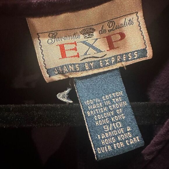 Vintage 90s Express Purple Velvet Romper Mini Dress Medium Zipper 100% Cotton - Picture 13 of 14